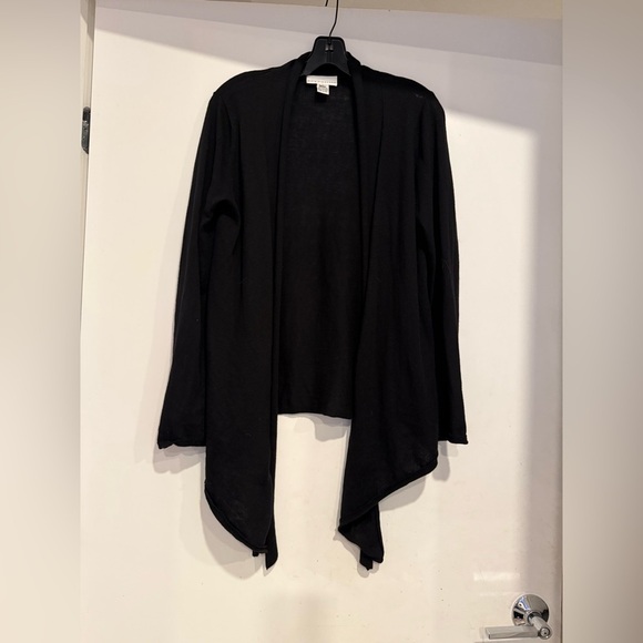 Bryn Walker Black Open Front Waterfall Cashmere Blend Cardigan Lagenlook Sz S - Picture 2 of 5